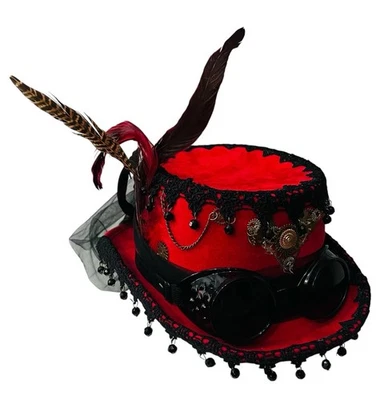 Gafas y plumas extraíbles de terciopelo steampunk tamaño completo de lujo de 4,25" H Foto 1 de 4