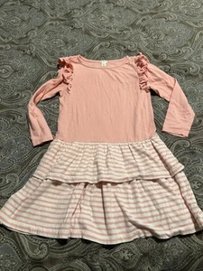 Crewcuts Size 12 J. Crew Pink Striped Cotton tiered Girl's dress - Picture 1 of 5