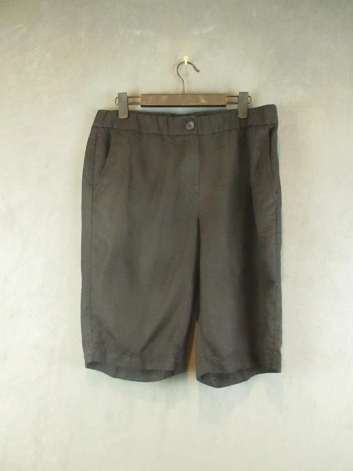 Pantalones Cortos Eileen Fisher Mujer 10 Negros Tencel Mezcla de Lino Bermudas Cintura Elástica Foto 1 de 4