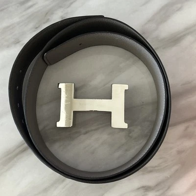 Hermes Silver-Tone Metal Belt Buckle w/ Reversible Belt 💯Authentic - Image 1 of 4