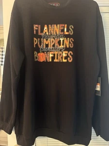 Herbst Sweatshirt Flanell, Heuraufen, Kürbisse, Pullover, Lagerfeuer Erwachsene XL - Bild 1 von 5
