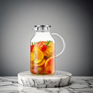 3 Liter 101 oz Glass Pitcher with Lid and Spout, Bivvclaz Glass Water Pitcher - Picture 1 of 8