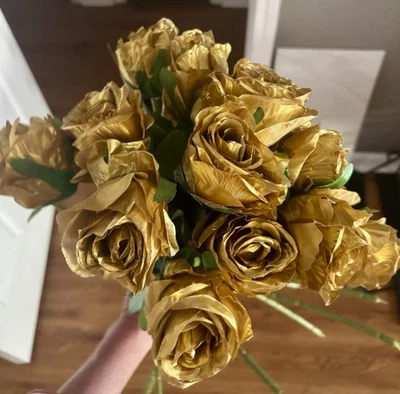 12 Stems 19” Artificial Faux Silk Rose Flowers Decorations - Image 1 of 4