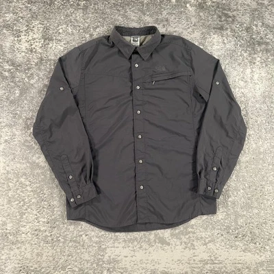 Camisa North Face Para Hombres Mediana Gris Oscuro Cool Horizon Nylon Abotonada Logo Pesca Foto 1 de 4