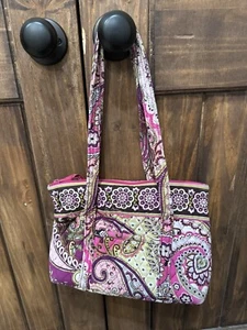 Vera Bradley Very Berry Paisley Zipper Purse Shoulder 2 Handle RETIRED - Picture 1 of 5