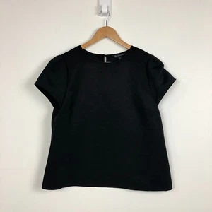 Brooks Brothers Women's Short Sleeve Blouse Top Keyhole Back Solid Black Size 14 - Picture 1 of 6