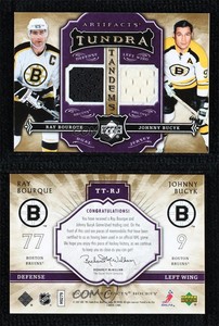 2007-08 Artifacts Tundra Tandems Metallic Purple Ray Bourque Johnny Bucyk HOF