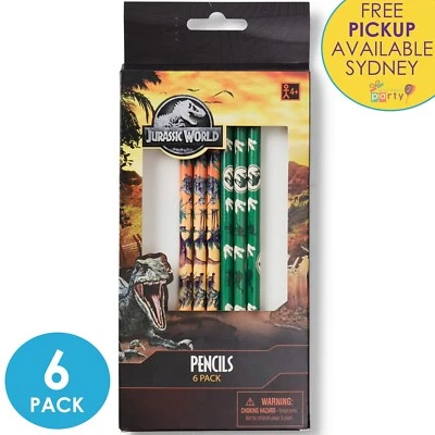 JURASSIC WORLD PARTY SUPPLIES 6 PENCILS DINOSAUR BIRTHDAY BAG FAVOURS PRIZES - image 1 of 2