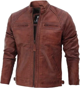 Echt Lammleder Lederjacken für Herren, Herren Bomber Biker Lederjacke - Bild 1 von 24