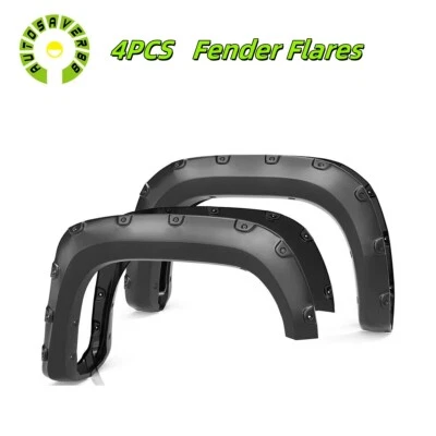 4X Fender Flares Pocket Rivet Fit 2007-2013 GMC Sierra 1500 Smooth Black Foto 1 de 4