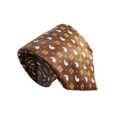 NUEVA Corbata Lanvin Marrón Patrón Geométrico Seda Cuello Corbata Hecha en Francia 58x4" Foto 1 de 4