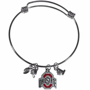 Brazalete brazalete de alambre Buckeyes del estado de Ohio con dijes joyería con licencia de la NCAA - Imagen 1 de 3