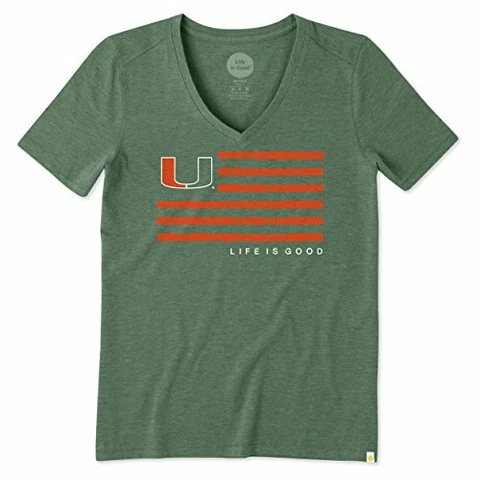 Life is Good NCAA Miami Hurricanes Women's MH Team Flag Cool Vee Tee, XX-Larg Cover