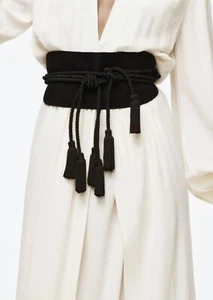 Zara Leather Sash Belt Black Limited Edition Kimono Obi Woman TRF NEW NwT gyuhji - Picture 1 of 10