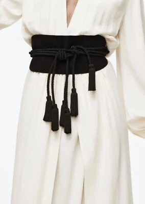 Zara Leather Sash Belt Black Limited Edition Kimono Obi Woman TRF NEW NwT gyuhji - Image 1 of 4
