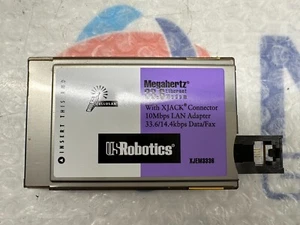 US Robotics 33.6K Megahertz PCMCIA Modem/Ethernet (XJEM3336) with LAN Adapter - Afbeelding 1 van 2