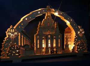 3D Schwibbogen excl. 72cm Frauenkirche Dresden Erzgebirge Lichterbogen B-WARE - Bild 1 von 4