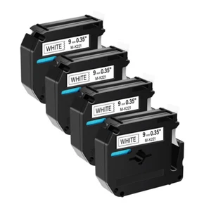 4×Compatible Brother P-Touch M-K221 M221 Ruban étiqueteuse Noir sur blanc 9mm - Photo 1/5