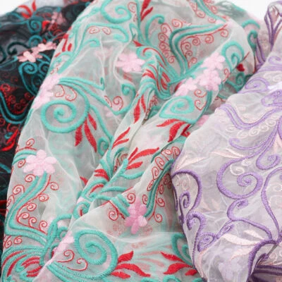 Lace Guipure Embroidery Fabric Floral for DIY Wedding Dress Costume Trims Sewing - Image 1 of 4