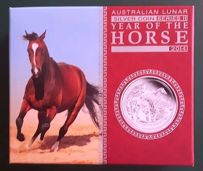 2014 Australia 1/2 oz Silver Horse Proof in OGP, Coin + Box + COA - mintage 8000 - Image 1 of 4