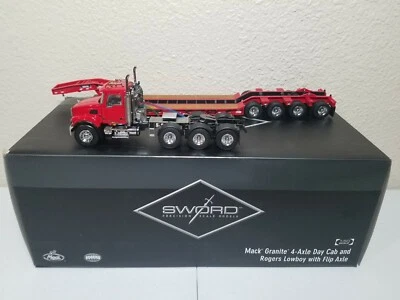 Mack Granite with Rogers 4-Axle Lowboy - Red - Sword 1:50 Scale #SW2101-RR New - Image 1 of 4