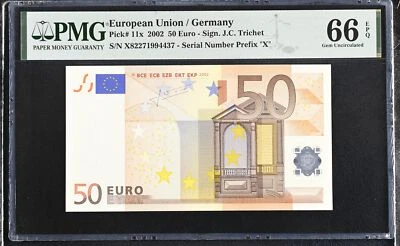 Euro 50 Euro Germany 2002 P 11 x Gem UNC PMG 66 EPQ - Image 1 of 3