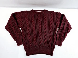 American Eagle Outfitters Men's Cable Knit Sweater Sz Med Maroon Crewneck Vtg - Picture 1 of 7