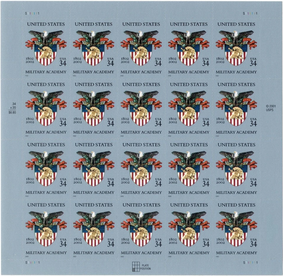 Scott #3560 - 34¢ U.S. MILITARY ACADEMY (West Point) Sheet of 20 Stamps - MNH - Image 1 of 1