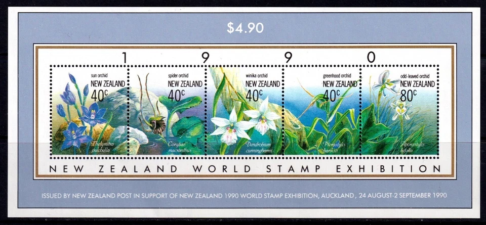 New Zealand 1990 Orchids Mint MNH Miniature Sheet SC 986 - Image 1 of 1