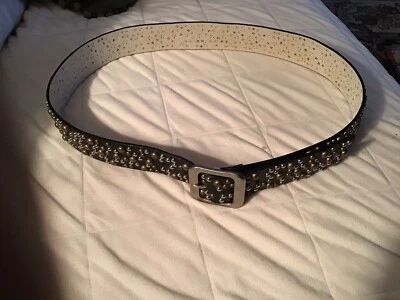 Cinturón NINE WEST para mujer de cuero negro con tachuelas L nuevo sin etiquetas Foto 1 de 4