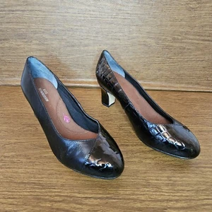 Ros Hommerson Vallerie Black/Patent Iridescent Pump Size 8WW - Picture 1 of 6