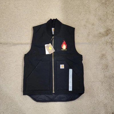 Carhartt 背心男式小号黑色绗缝内衬工作服小时俱乐部基督教青年会 — 第 1/4 张图片