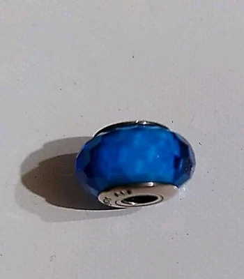 Pandora Murano Glas Charm "Türkisfarbene Facetten" Sterling Silber Neu Rarität - Bild 1 von 3