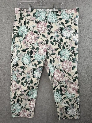 J Jill Linen Stretch Pants Womens XLP Multicolor Floral Capri Cropped - Image 1 of 4