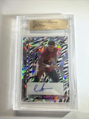 CAMRON FLETCHER 2022 HOJA OPTICROMO 1/1 AUTOMÁTICO UNO DE UNO RC Crystal Zebra Foto 1 de 2