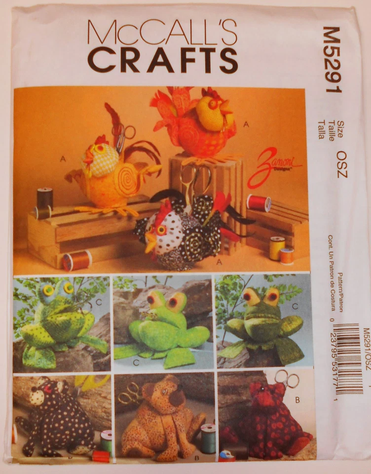 UC McCall's Craft Pattern #M5291 Cute Animal Sewing Caddies Frog Chicken Bear - Image 1 of 1