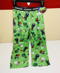 Boys Minecraft Lounge Pajama PJ Pants Size Large 10/12 - New Mojang Green - Picture 1 of 7