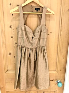 Topshop Sleeveless Open Back Gold Metallic Mini Dress, Size 10 - Picture 1 of 3
