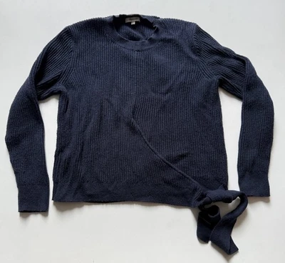 Suéter tejido con corbata lateral Madewell para mujer acanalado azul marino mediano Foto 1 de 4