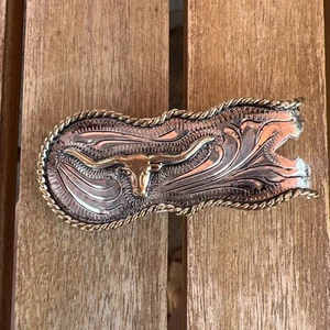 Vintage Longhorns Money Clip. Two Toned - Picture 1 of 3