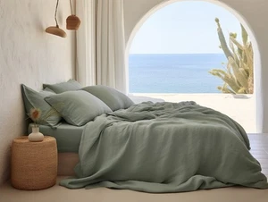 Gray Sage Cotton Duvet Cover Set Queen King Soft Green Bedding Custom Sizes - Picture 1 of 6