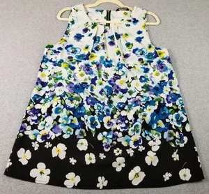 Max Tank Top Women’s UK 16 Multicolor Floral Sleeveless Spring Scoopneck Pleated - Picture 1 of 9
