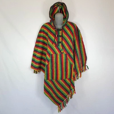 Шаль Rasta Poncho Boho Baja фестиваль хиппи уличный серфинг мексиканский кемпинг - Изображение 1 из 4