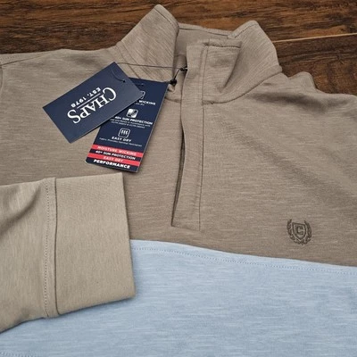 Chaps Mens Small Colorblock Quarter-Zip Moisture Wick Performance Pullover Top - Image 1 of 4