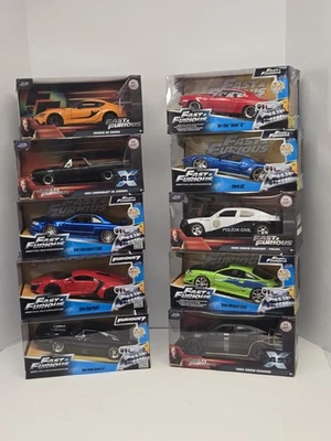 Lot 10 Fast & Furious 1:24 Diecast Cars Jada Toys New in Box NIB Set - Image 1 of 4