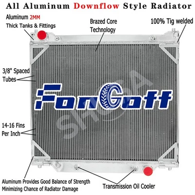 4-Row Aluminum Radiator for 1997-2014 Ford E150 E250 E350 Econoline Wagon V8 - Image 1 of 4