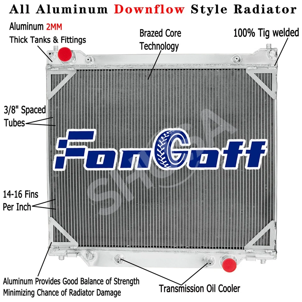 4 Rows Aluminum Radiator for 1997-2014 Ford E150,E250 E350 Econoline Wagon V8 - Image 1 of 4