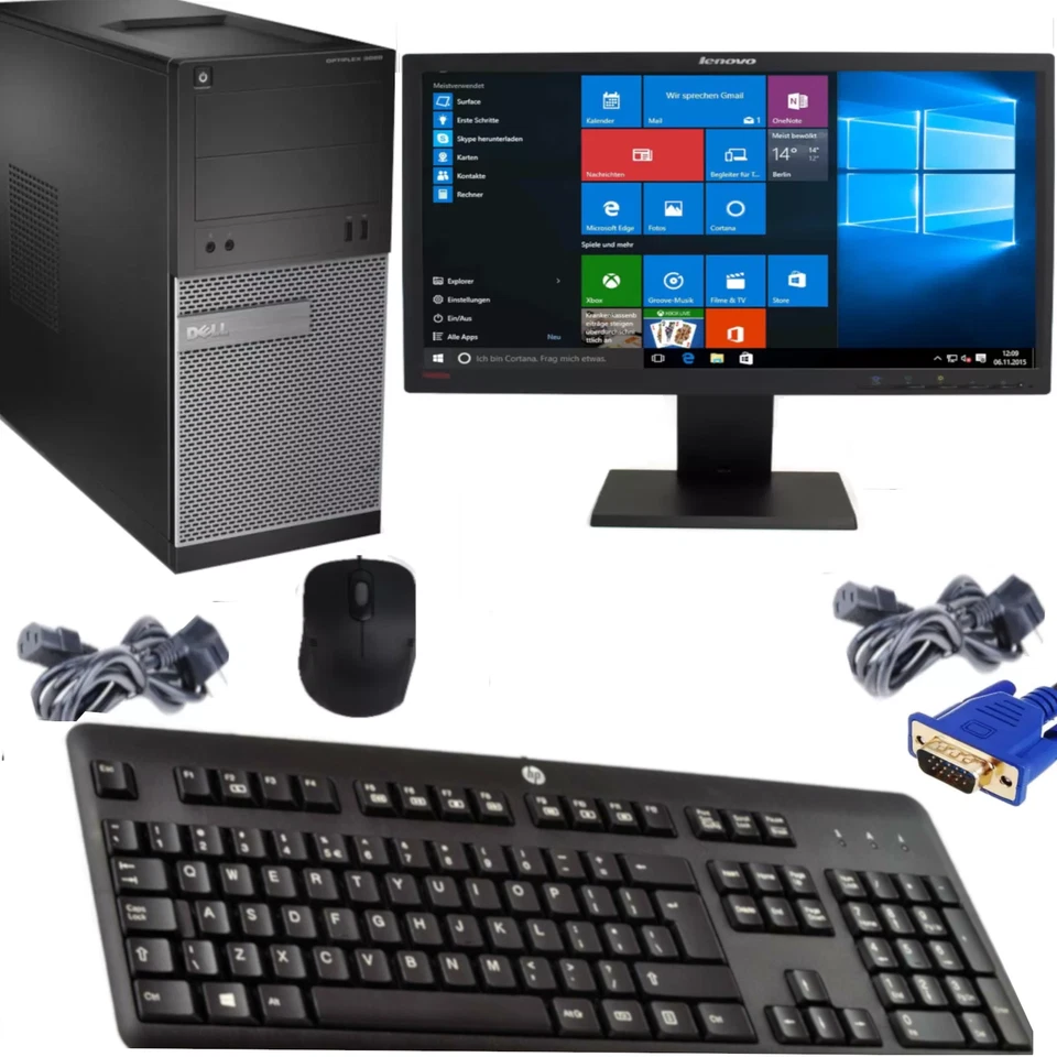 PC Set: Dell OptiPlex 3020  Core i3-4150  4X3,6 GHz 500GB  4GB Window 10 22Zoll - Bild 1 von 3