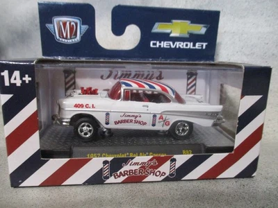 M2 Machines Jimmy's Barber Shop 1957 Chevy Gasser  1/64 diecast w/Rubber Tires - Image 1 of 4