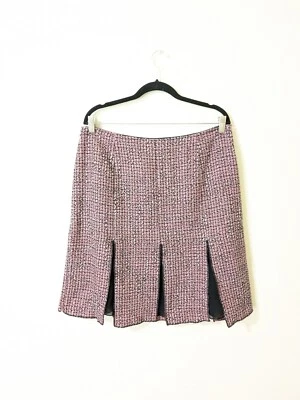 Винтажная офисная юбка 14 клетчатая прихотливая розовая и черная плиссированная твид 90-е Y2K - Изображение 1 из 4